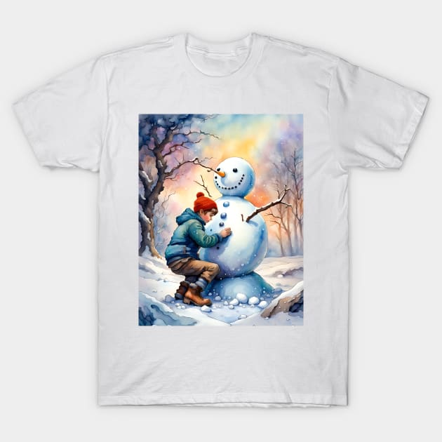 Building a snowman T-Shirt by FineArtworld7